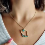 گردنبند نقشه ایران فیروزه کاری